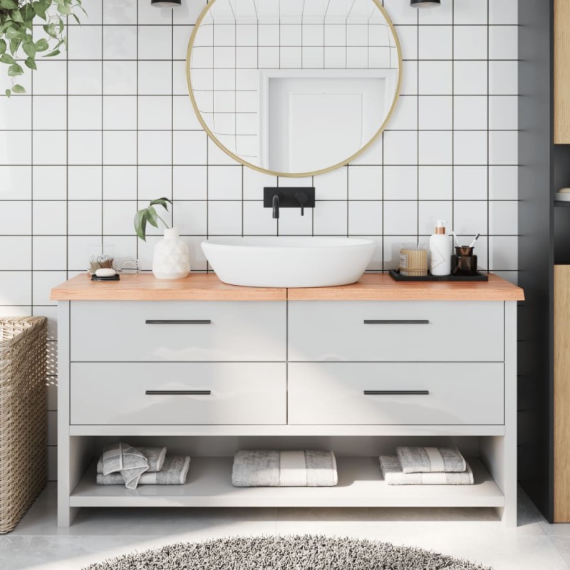 vidaXL Encimera baño madera maciza tratada marrón claro 160x30x(2-4)cm vidaXL Encimera baño madera maciza tratada marrón claro 160x30x(2-4)cm