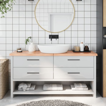 vidaXL Encimera baño madera maciza tratada marrón claro 160x30x(2-4)cm