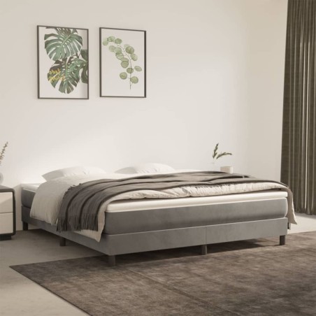 vidaXL Cama box spring con colchón terciopelo gris claro 180x200 cm