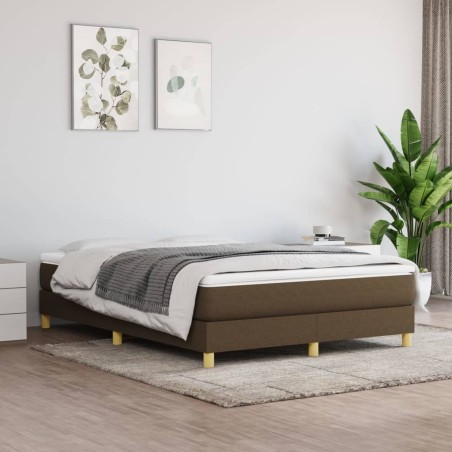 vidaXL Cama box spring con colchón tela marrón oscuro 140x200 cm