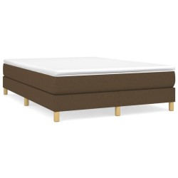 vidaXL Cama box spring con colchón tela marrón oscuro 140x200 cm
