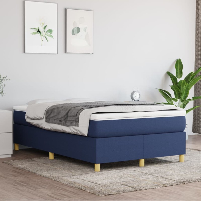 vidaXL Cama box spring con colchón tela azul 120x200 cm