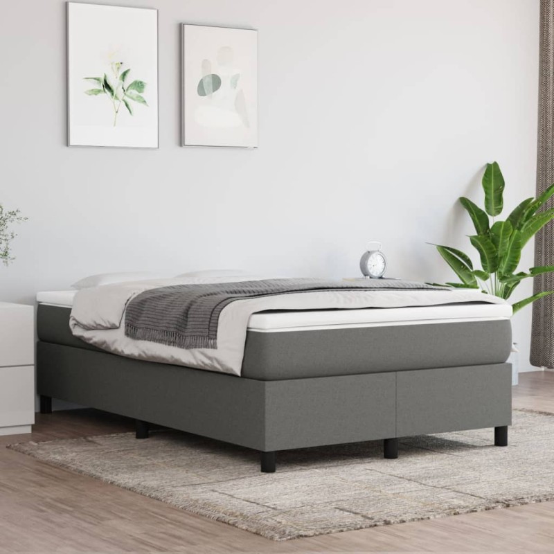 vidaXL Cama box spring con colchón tela gris oscuro 120x200 cm vidaXL Cama box spring con colchón tela gris oscuro 120x200 cm