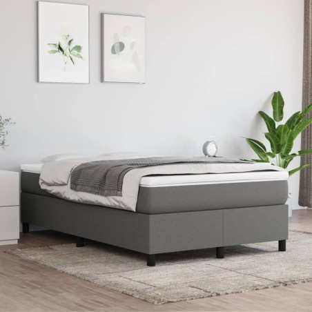 vidaXL Cama box spring con colchón tela gris oscuro 120x200 cm