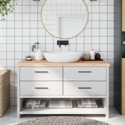 vidaXL Encimera de baño madera maciza sin tratar 140x60x(2-6) cm