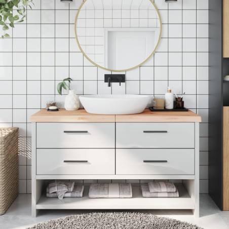 vidaXL Encimera de baño madera maciza sin tratar 140x60x(2-6) cm
