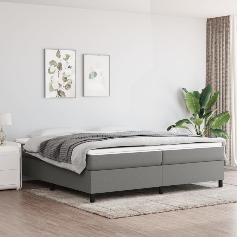 vidaXL Cama box spring con colchón tela gris oscuro 200x200 cm vidaXL Cama box spring con colchón tela gris oscuro 200x200 cm