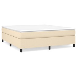 vidaXL Cama box spring con colchón tela color crema 160x200 cm