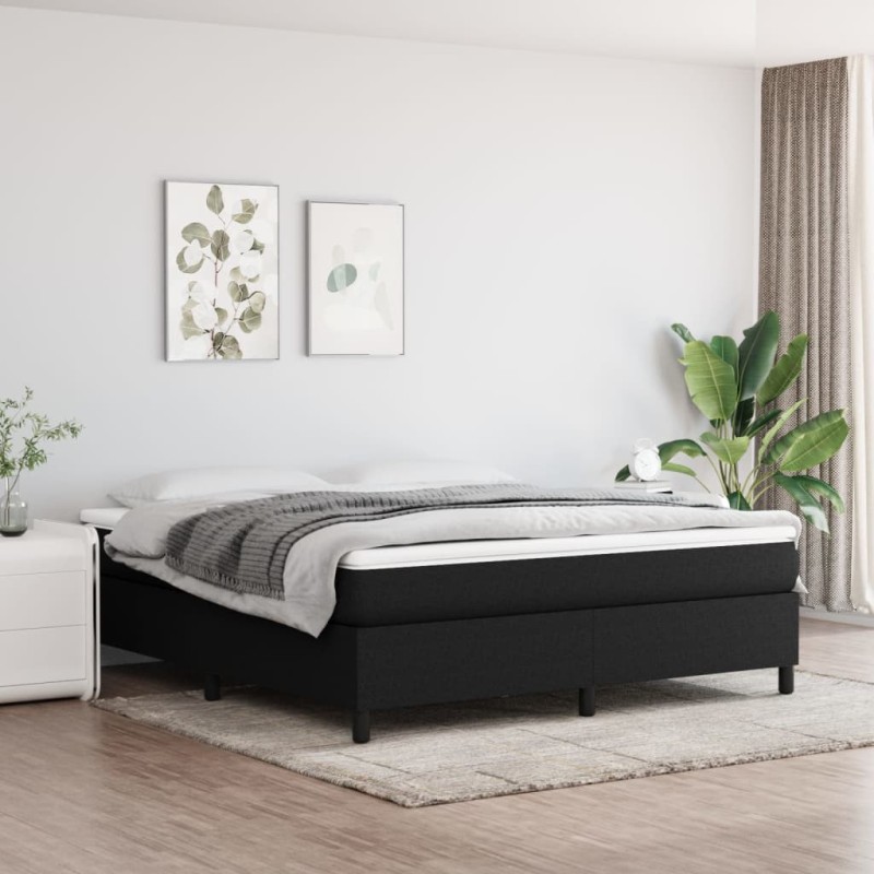 vidaXL Cama box spring con colchón tela negro 180x200 cm vidaXL Cama box spring con colchón tela negro 180x200 cm