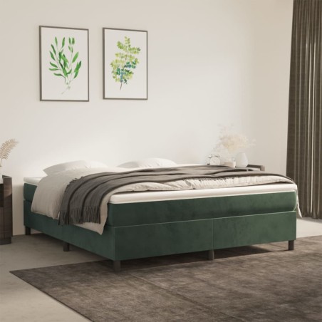 vidaXL Cama box spring con colchón terciopelo verde oscuro 180x200 cm