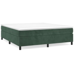 vidaXL Cama box spring con colchón terciopelo verde oscuro 180x200 cm