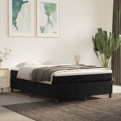 vidaXL Cama box spring con colchón terciopelo negro 140x190 cm