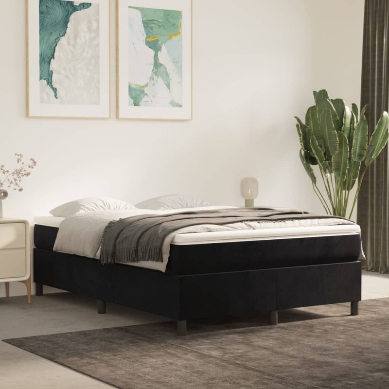 vidaXL Cama box spring con colchón terciopelo negro 140x190 cm vidaXL Cama box spring con colchón terciopelo negro 140x190 cm