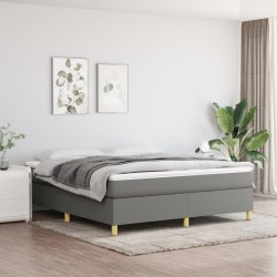 vidaXL Cama box spring con colchón tela gris oscuro 160x200 cm