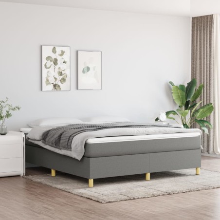 vidaXL Cama box spring con colchón tela gris oscuro 160x200 cm