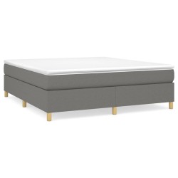 vidaXL Cama box spring con colchón tela gris oscuro 160x200 cm