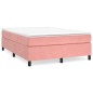 vidaXL Cama box spring con colchón terciopelo rosa 140x190 cm