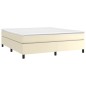 vidaXL Cama box spring con colchón cuero sintético crema 160x200 cm vidaXL Cama box spring con colchón cuero sintético crema 160x200 cm
