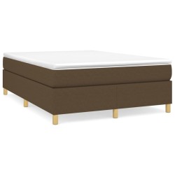 vidaXL Cama box spring con colchón tela marrón oscuro 140x200 cm