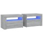 vidaXL Mesitas de noche con LED 2 unidades gris sonoma 60x35x40 cm vidaXL Mesitas de noche con LED 2 unidades gris sonoma 60x35x40 cm