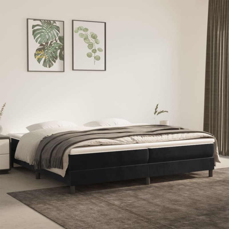 vidaXL Cama box spring con colchón terciopelo negro 200x200 cm vidaXL Cama box spring con colchón terciopelo negro 200x200 cm