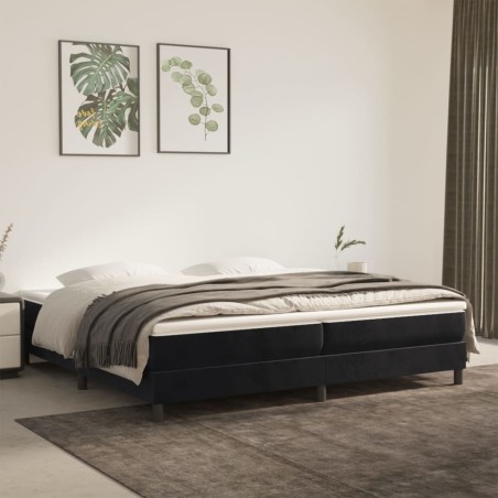 vidaXL Cama box spring con colchón terciopelo negro 200x200 cm