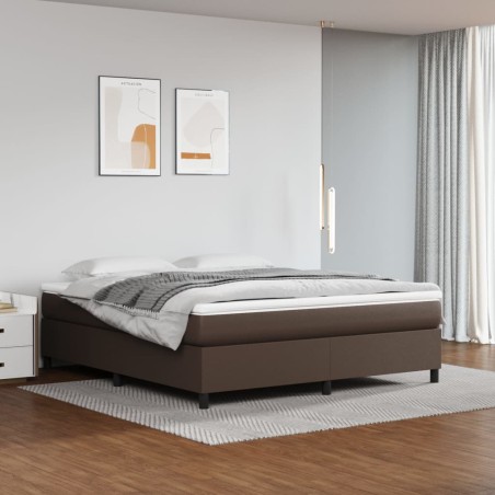 vidaXL Cama box spring con colchón cuero sintético marrón 180x200 cm