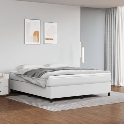 vidaXL Cama box spring con colchón cuero sintético blanco 180x200 cm