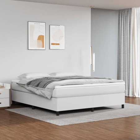 vidaXL Cama box spring con colchón cuero sintético blanco 180x200 cm