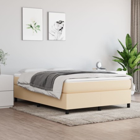 vidaXL Cama box spring con colchón tela color crema 140x190 cm