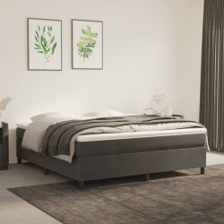 vidaXL Cama box spring con colchón terciopelo gris oscuro 180x200 cm