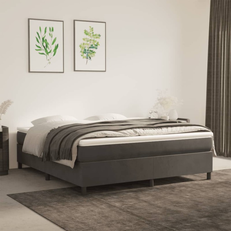 vidaXL Cama box spring con colchón terciopelo gris oscuro 180x200 cm vidaXL Cama box spring con colchón terciopelo gris oscuro 180x200 cm