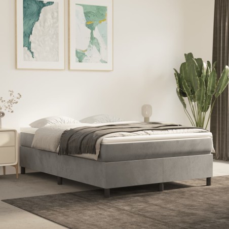 vidaXL Cama box spring con colchón terciopelo gris claro 140x190 cm