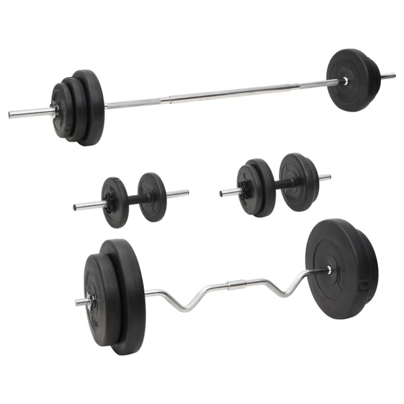 vidaXL Juego de barras y mancuernas con discos 90 kg vidaXL Juego de barras y mancuernas con discos 90 kg