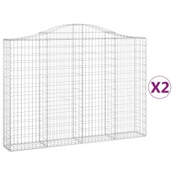 vidaXL Cestas de gaviones 2 uds forma de arco hierro 200x30x140/160 cm