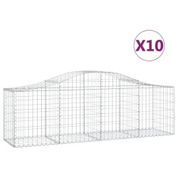 vidaXL Cestas de gaviones 10 uds forma de arco hierro 200x50x60/80 cm