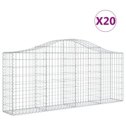 vidaXL Cestas de gaviones 20 uds forma de arco hierro 200x30x80/100 cm