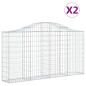 vidaXL Cestas de gaviones 2 uds forma de arco hierro 200x30x100/120 cm