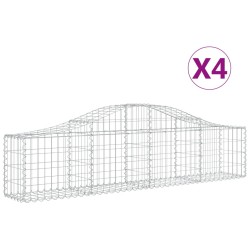 vidaXL Cestas de gaviones 4 uds forma de arco hierro 200x30x40/60 cm