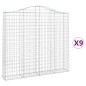 vidaXL Cestas de gaviones 9 uds forma de arco hierro 200x30x180/200 cm
