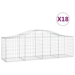 vidaXL Cestas de gaviones 18 uds forma de arco hierro 200x50x60/80 cm