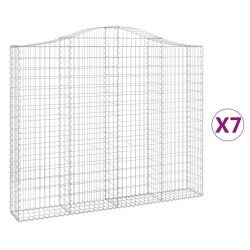 vidaXL Cestas gaviones 7 uds forma de arco hierro 200x30x160/180 cm