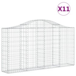 vidaXL Cestas de gaviones 11 uds forma arco hierro 200x30x100/120 cm