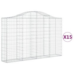 vidaXL Cestas gaviones 15 uds forma de arco hierro 200x30x120/140 cm