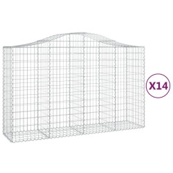vidaXL Cestas gaviones 14 uds forma de arco hierro 200x50x120/140 cm
