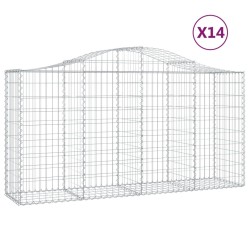 vidaXL Cestas de gaviones 14 uds forma de arco hierro 200x50x100/120cm