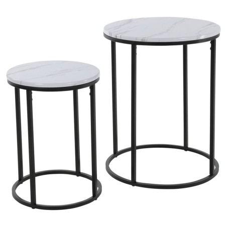 H&S Collection Juego de mesitas auxiliares 2 piezas blanco