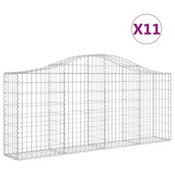 vidaXL Cestas de gaviones 11 uds forma de arco hierro 200x30x80/100 cm