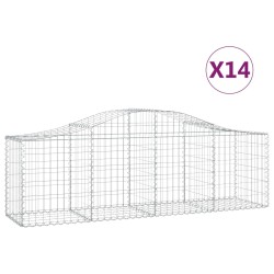 vidaXL Cestas de gaviones 14 uds forma de arco hierro 200x50x60/80 cm