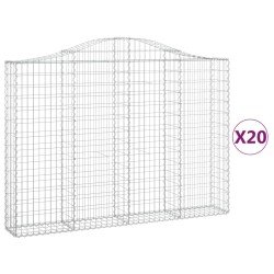 vidaXL Cestas gaviones 20 uds forma de arco hierro 200x30x140/160 cm